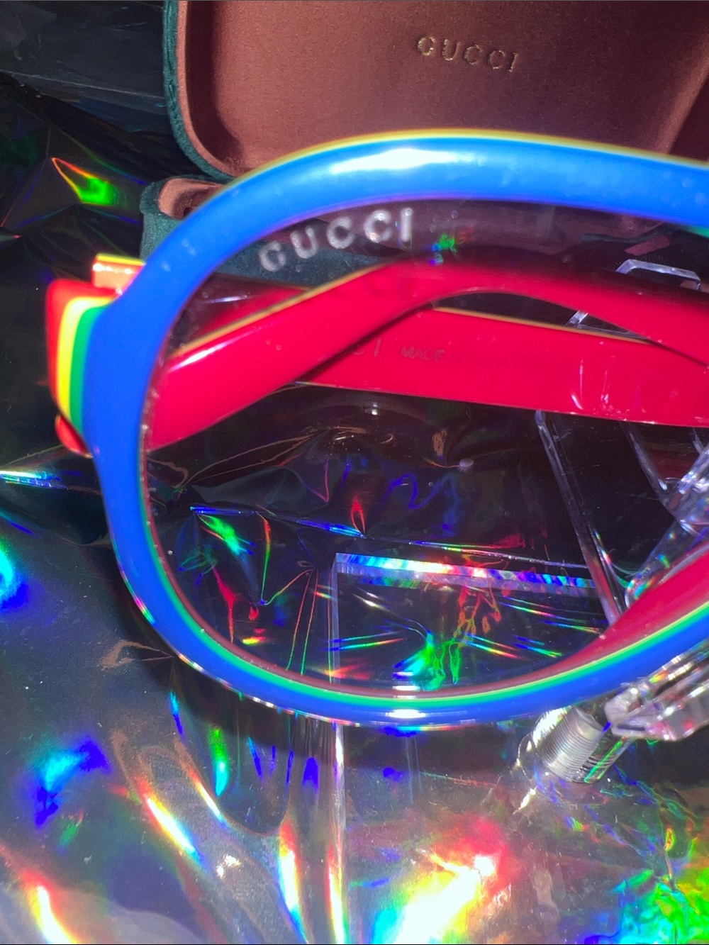 Gucci Multicolor Aviator Sunglasses - Blue/Red/Geeen/Yellow Size 57-14-145 - Picture 6 of 7
